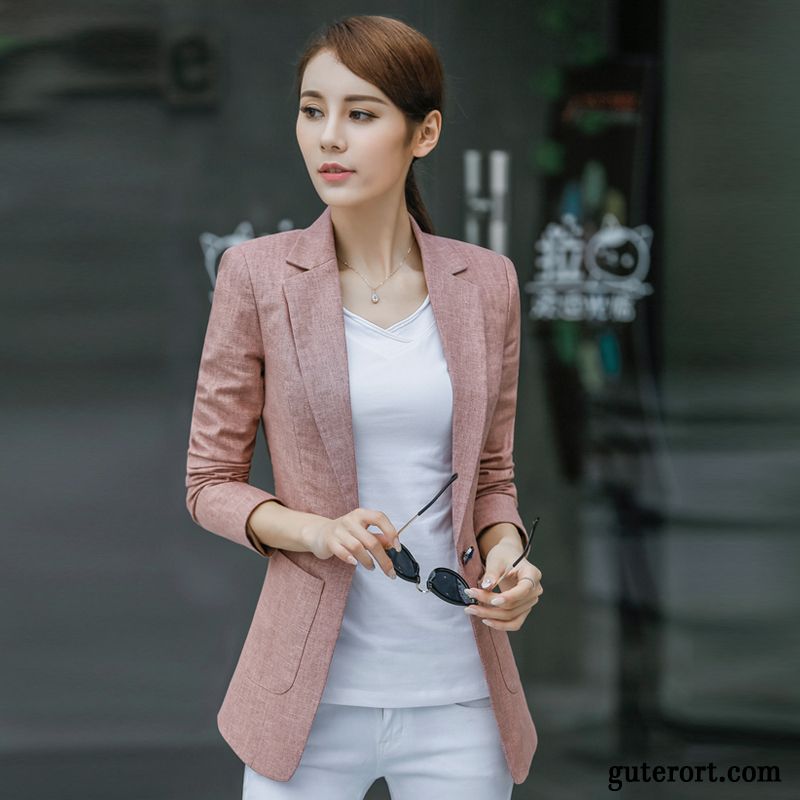 Blazer Damen Freizeit Anzüge Feder Herbst Neu Kostüm Rosa