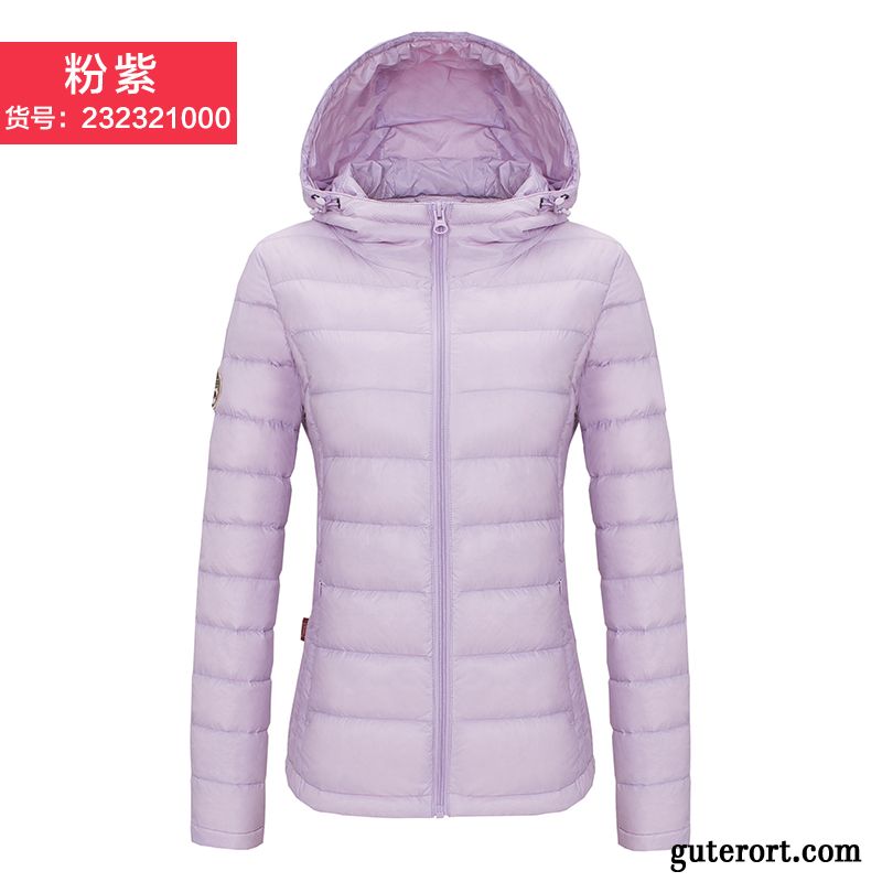 Leichte Daunenjacke Damen Kapuze Daunenjacken Durchsichtig, Daunenjacke Damen Hellblau