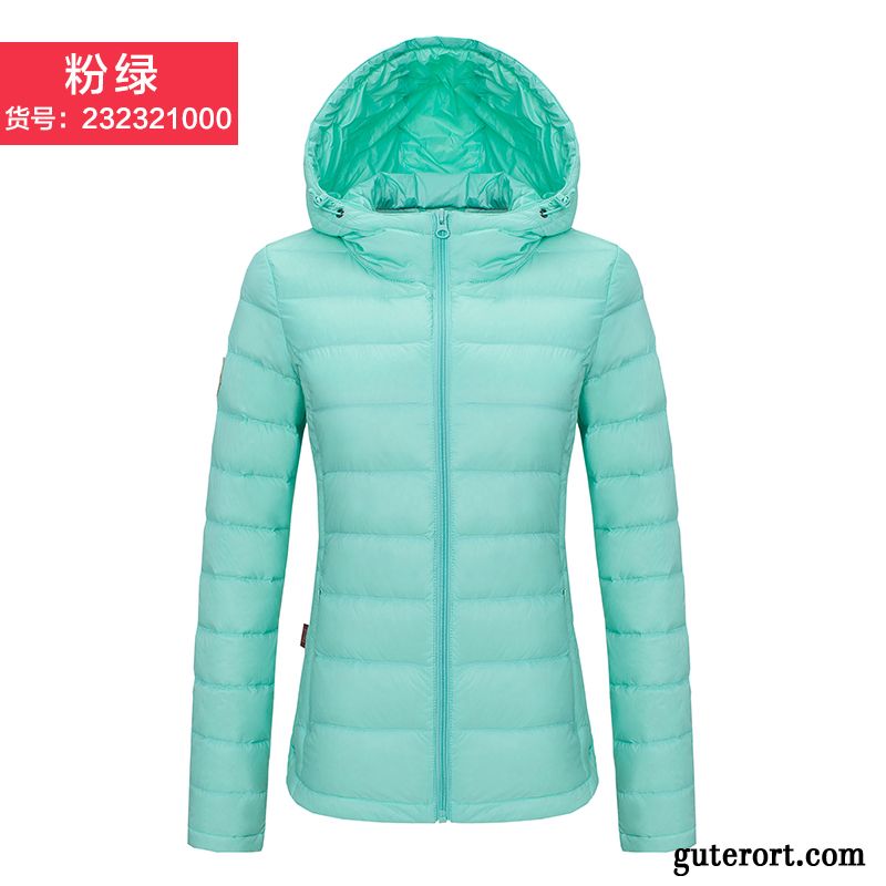 Leichte Daunenjacke Damen Kapuze Daunenjacken Durchsichtig, Daunenjacke Damen Hellblau