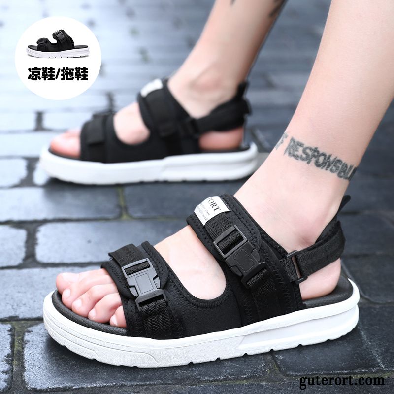 Sandalen Herren Casual Europa Teenager Schuhe Hausschuhe Lovers Sandfarben Schwarz