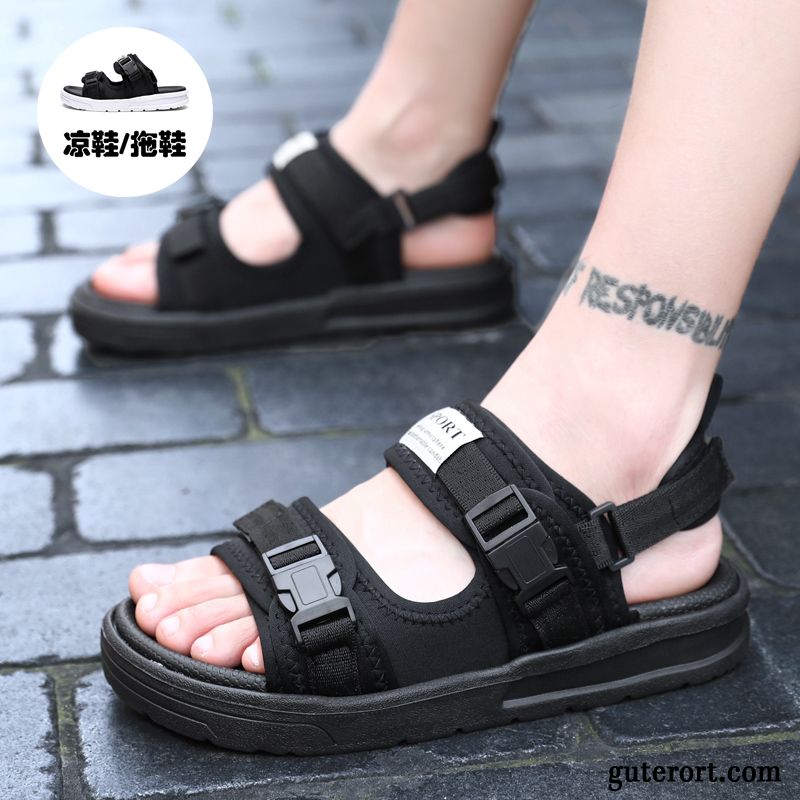 Sandalen Herren Casual Europa Teenager Schuhe Hausschuhe Lovers Sandfarben Schwarz