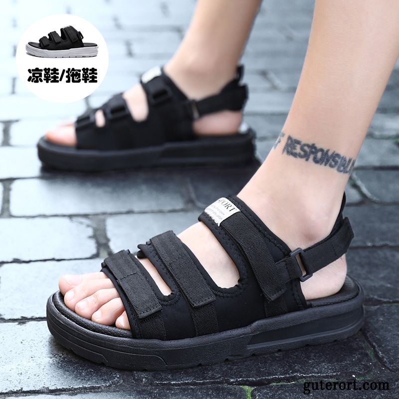 Sandalen Herren Casual Europa Teenager Schuhe Hausschuhe Lovers Sandfarben Schwarz