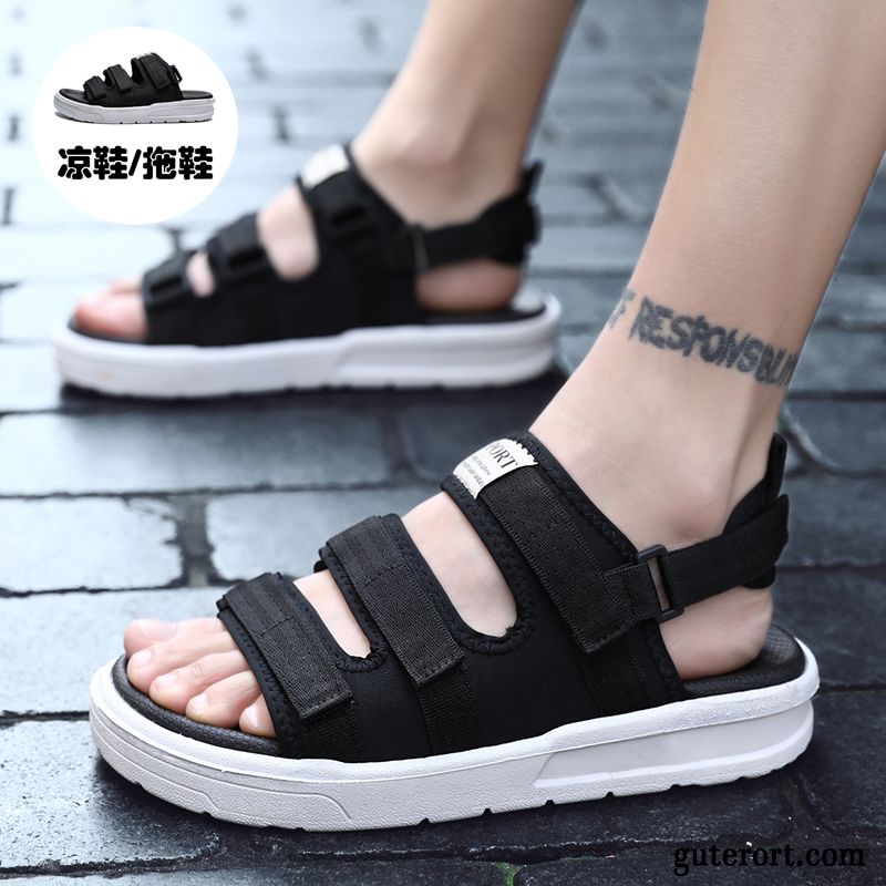 Sandalen Herren Casual Europa Teenager Schuhe Hausschuhe Lovers Sandfarben Schwarz