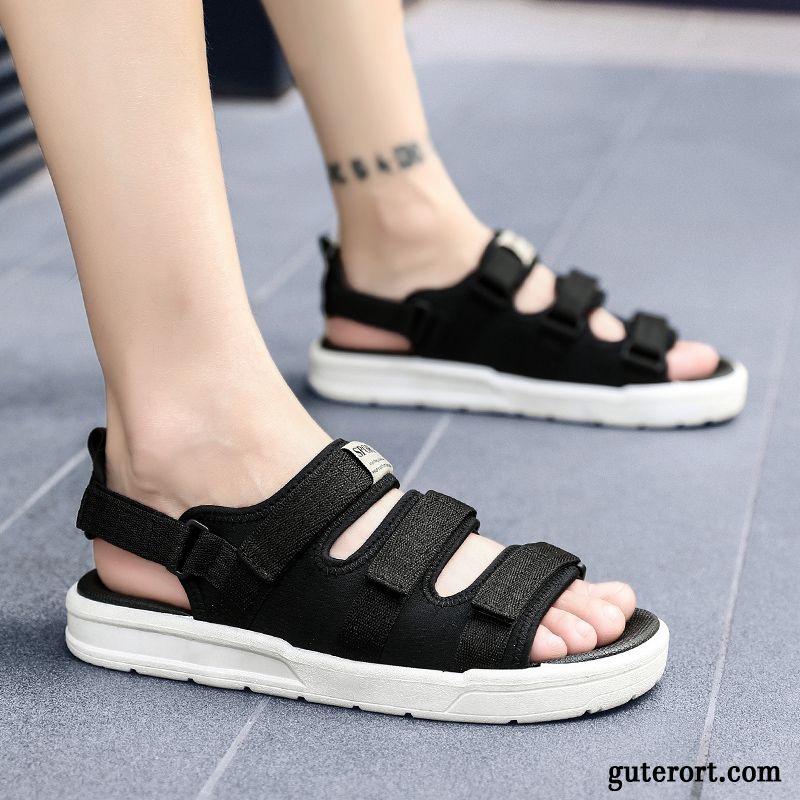 Sandalen Herren Sommer Hausschuhe Allgleiches Neue Europa Trend Sandfarben Schwarz